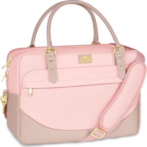 Matein Damen große Handtasche, Laptop -Tasche, 17,3 -Zoll -Arbeitsbeutel mit vielen Fächern, Messengerbeutel, Business -Tasche, Aktentasche, Bürobeutel, rosa Laptop -Tasche, Umhängetasche für Schule, Reisen, Rosa