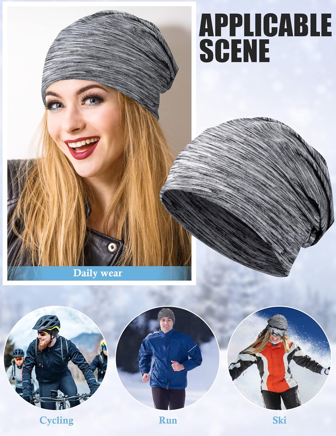 Kiiwah Pack mit 2 Mütze Hut für Männer und Frauen gestreift Slouch Unisex Strick -Mütze für Frühling, Herbst und Winter – Bild 7
