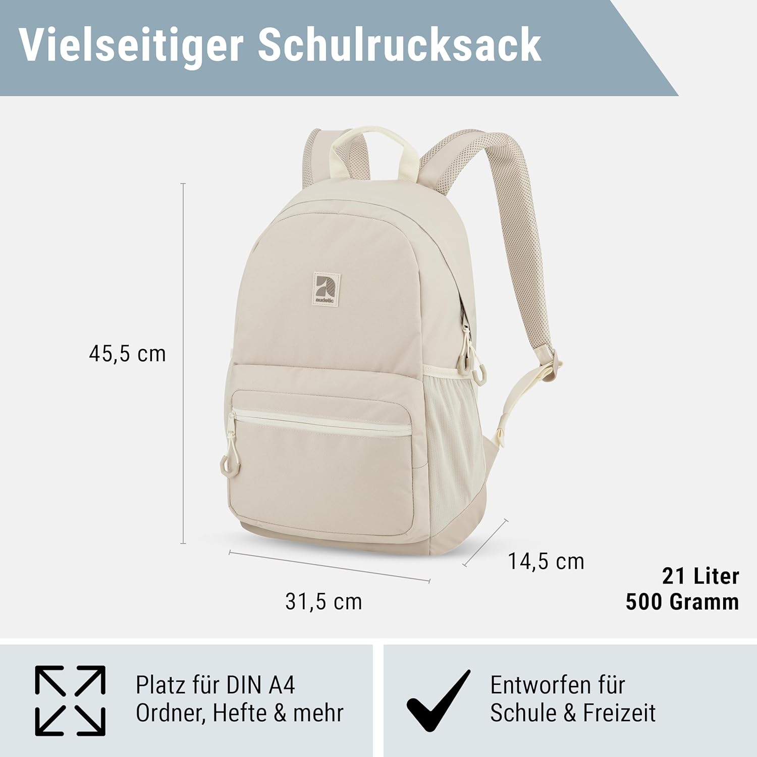 Audetische Schul -Rucksack -Mädchen und Jungen Teenager - Flex - Rucksack für Männer und Frauen mit 16 -Zoll -Laptop -Fach für Schule und Freizeit - Wasserabrechnungsmittel – Bild 2
