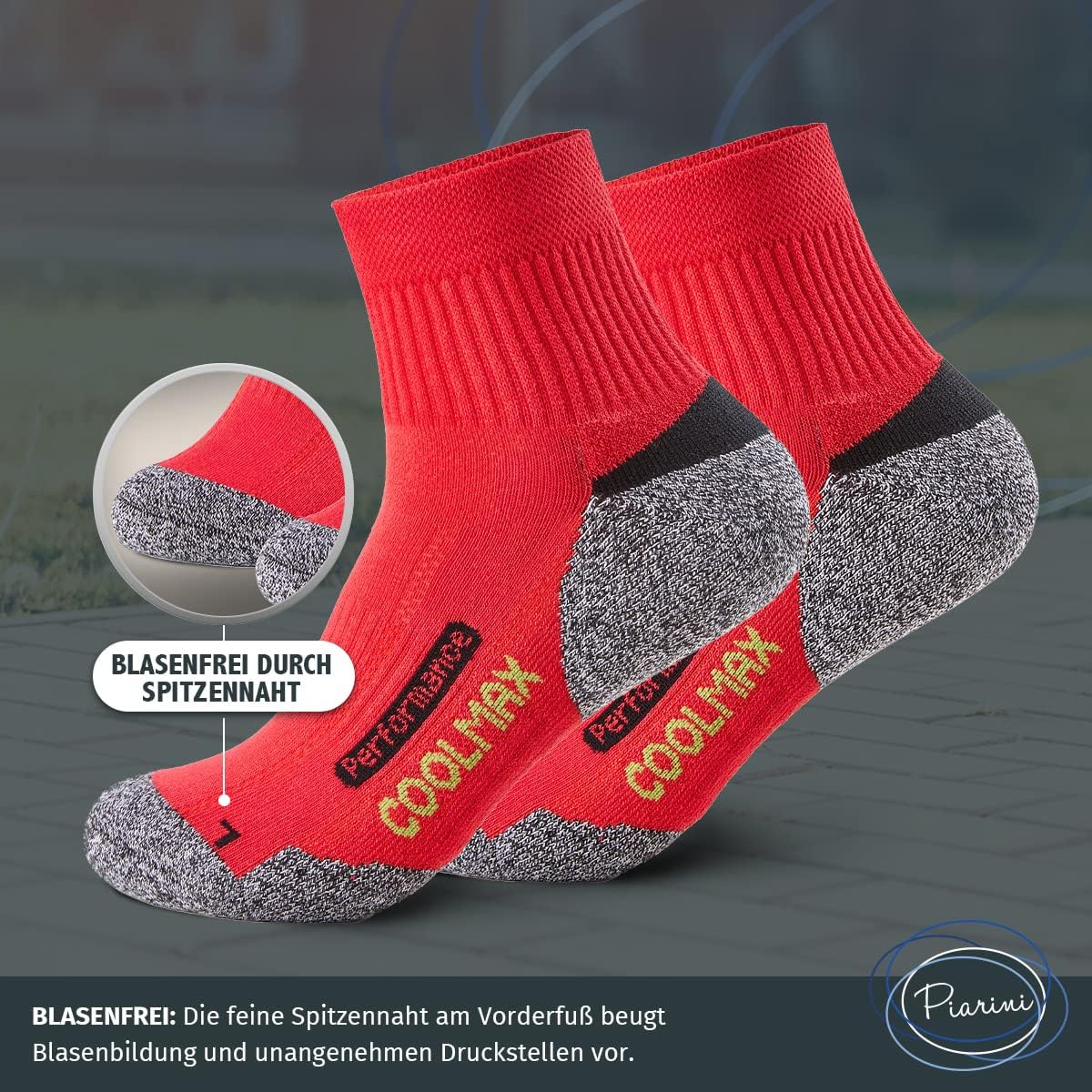 Piarini 2 Paare Coolmax -Outdoor -Socken, funktionelle Socken, kurz, schwarz, anthrazit, blaues Benzin; Größe 35-38, 39-42, 43-46, 47-50. – Bild 4