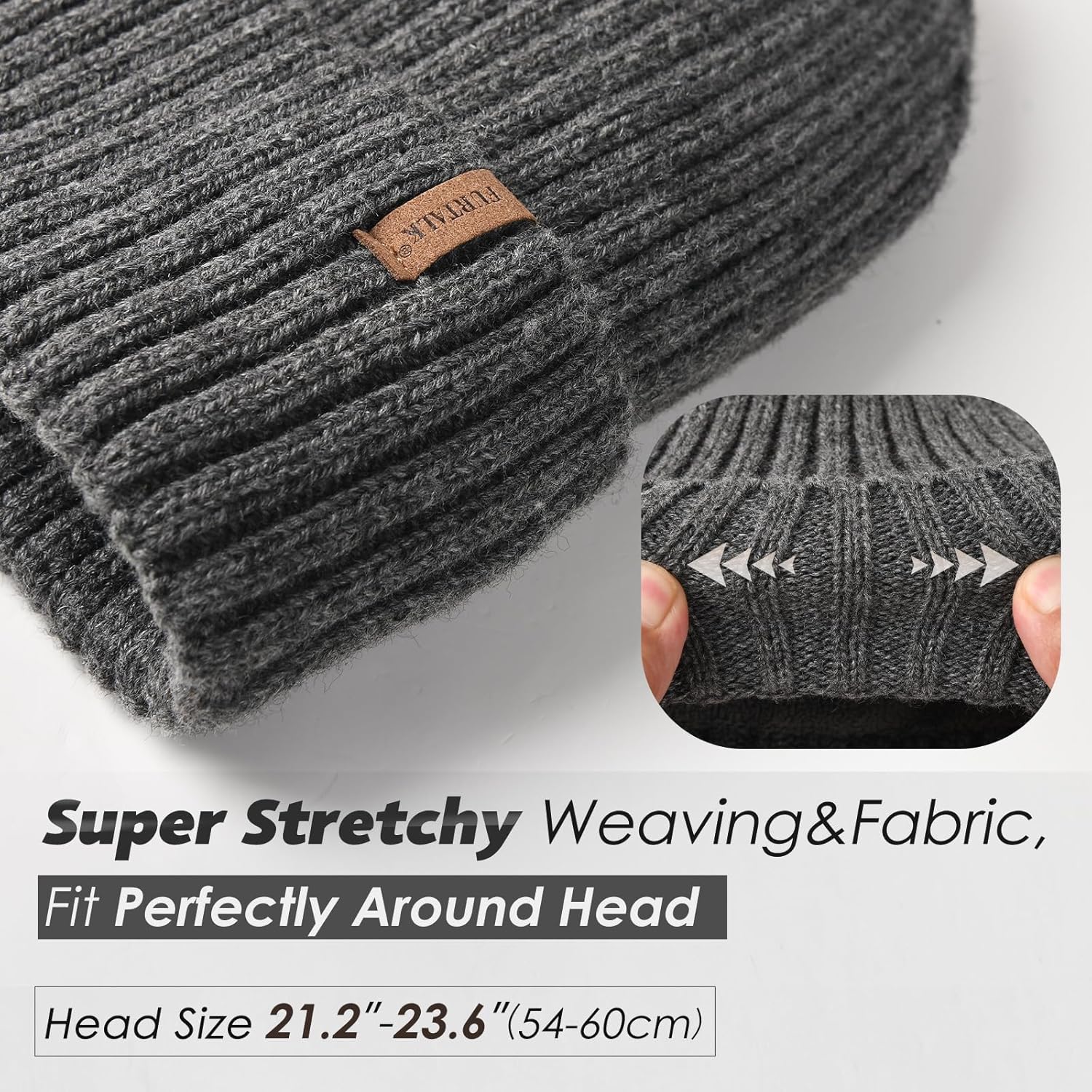 Furtalk Unisex Winter Beanie Chunky Strickhut mit sanftem Fleece -Futter warmen Winterhut für Männer und Frauen – Bild 3