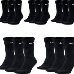 Nike SX4508 Männer-Frauensocken, Tennissocken, Sportsocken, Laufsocken, Paketpaket, Weiß, Schwarz, Grau, Sockengröße: 46-50, Farbe: Schwarz, Schwarz, Schwarz