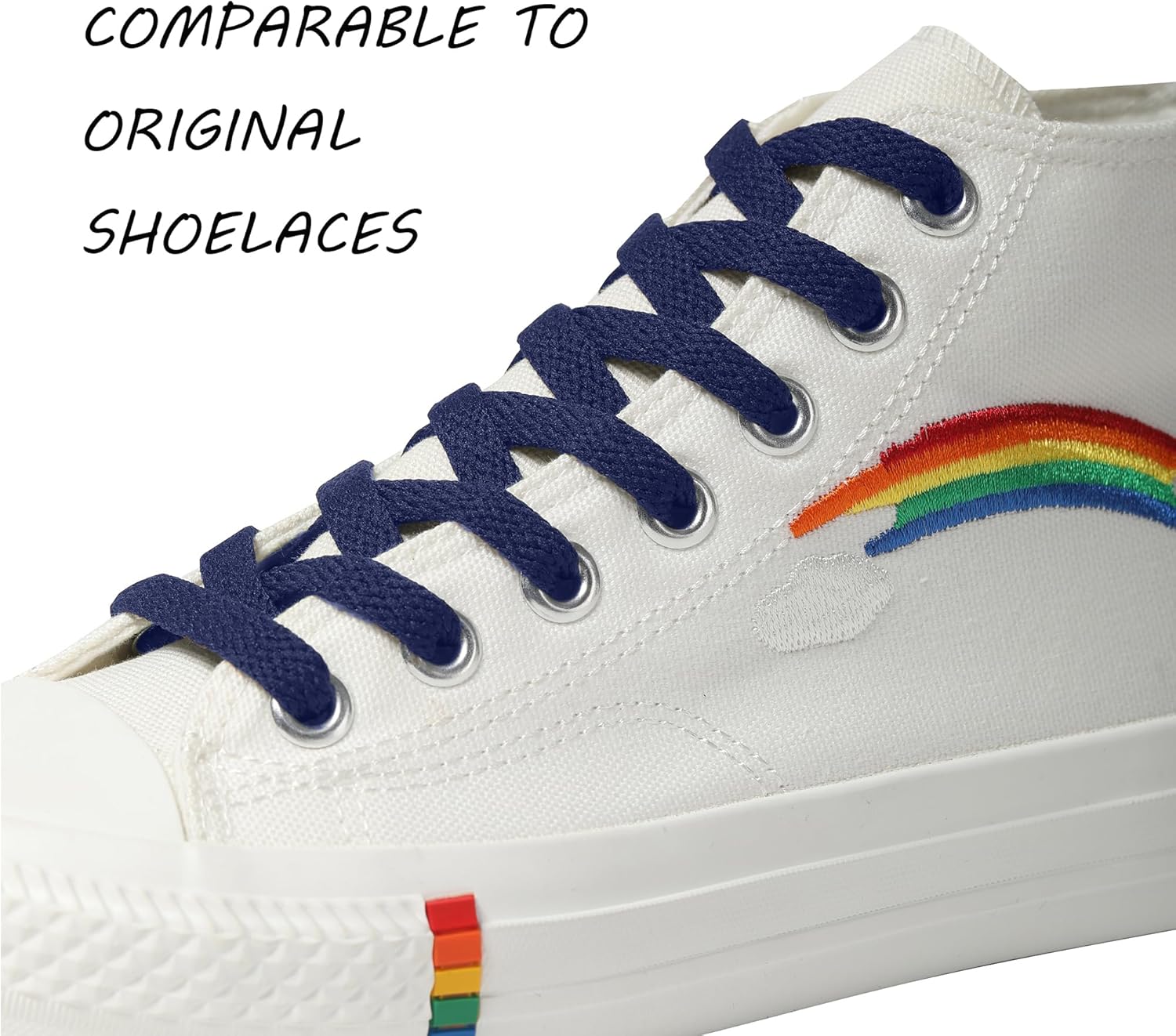 7Strobbs 2 Paare Premium -Schnürsenkel flach 8 mm breites Ersatzschuhschnürsenkel Sneaker -Shoelaces aus Polyester für Sportschuhe Laufschuhe Trainer Trainer – Bild 2