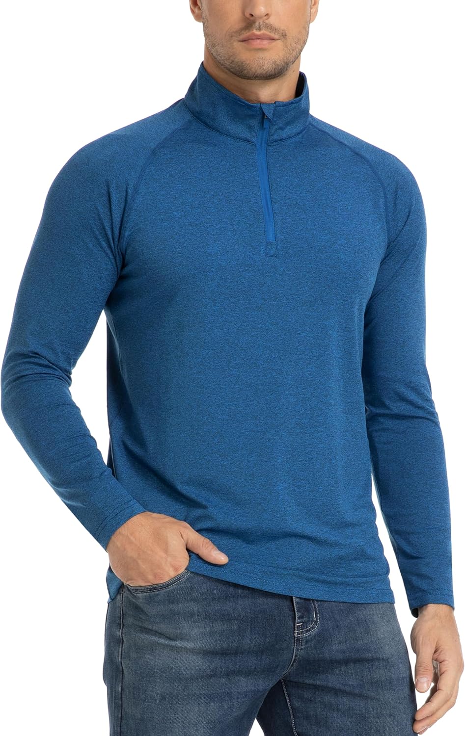 Tacvasen Herren 1/4 ZIP UV-Schutz Langarm Shirts ANFORDERLICHEN GESCHÄFTEN UPF 50+ Rennen Tops mit Stand-up-Kragen – Bild 4