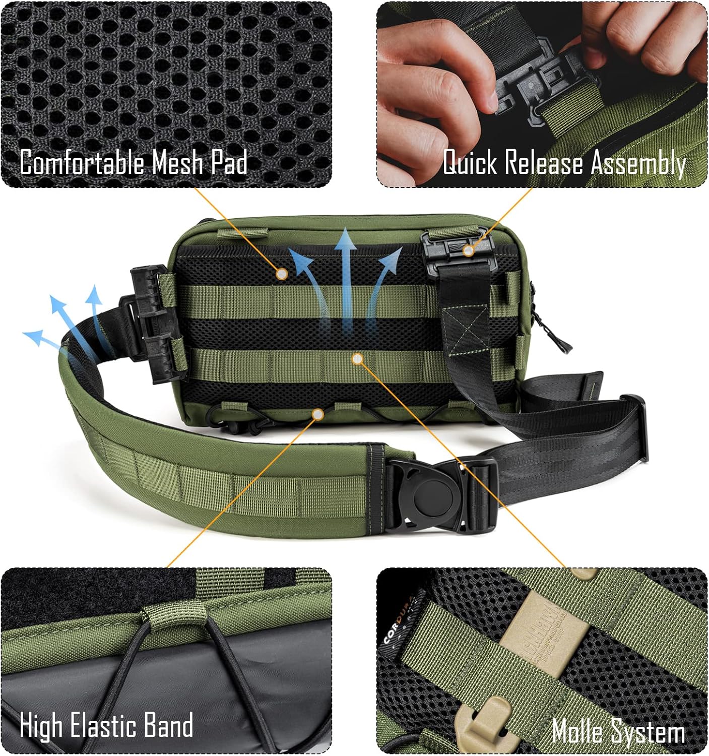 Tactical_Geek Cache L3 EDC Leichtes Schlingenbeutel Brustbodiumsbeutel für Männer Frauen kompakte Pennerbeutel verstellbarer Umhängetasche Umhängetasche Chests Bag für Reiseschule Wanderung, grün – Bild 5