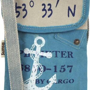 Sunsa Damen Maritim/Anker Design Umhängetasche. Kleine Canvas Messenger Tasche. Vegan Crossover Bag. Schultertasche für Meerliebhaber