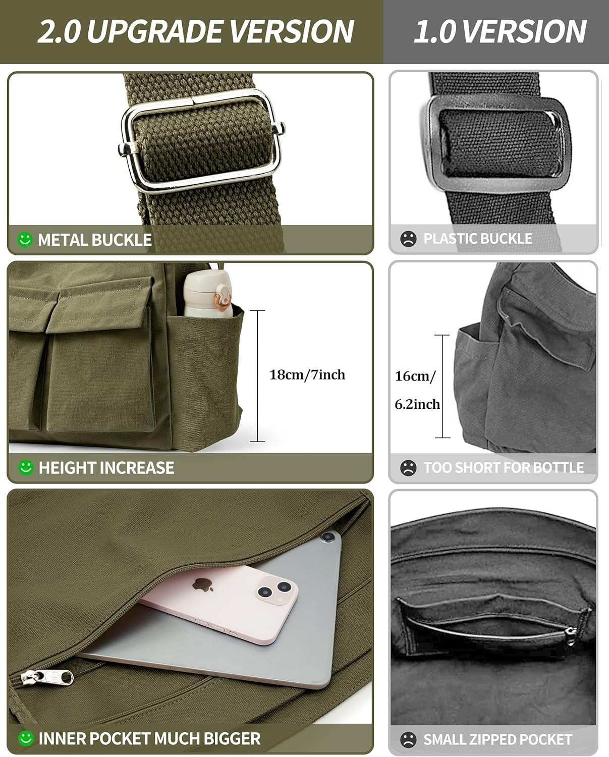 Kalidi Canvas Tote Umhängetaschen Frauen Umhängetasche Casual Messenger Crossbody Tasche Dicke Leinwand Hobo -Beutel wasserresistent für College -Arbeiten täglich Einkaufsreisen täglich – Bild 4