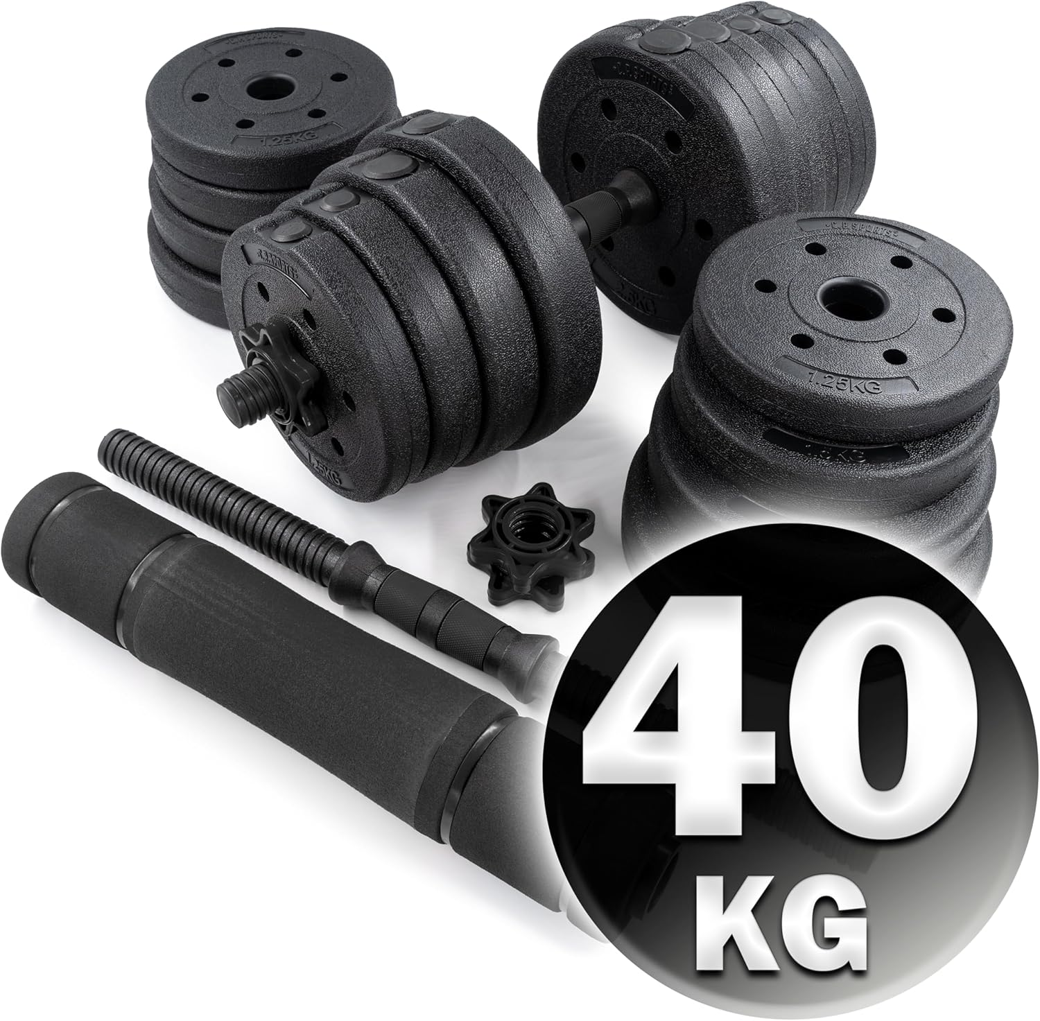 CPSSPORTS 2-in-1 Hantel & Langhantel Set 30 kg / 40 kg | Gewichtsplatten - Gewichte - Hantelbalken | Einstellbare Hanteln - Dumbbell -Set für Krafttraining, Fitness, Home -Fitnessstudio – Bild 2