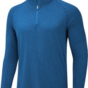 Tacvasen Herren 1/4 ZIP UV-Schutz Langarm Shirts ANFORDERLICHEN GESCHÄFTEN UPF 50+ Rennen Tops mit Stand-up-Kragen