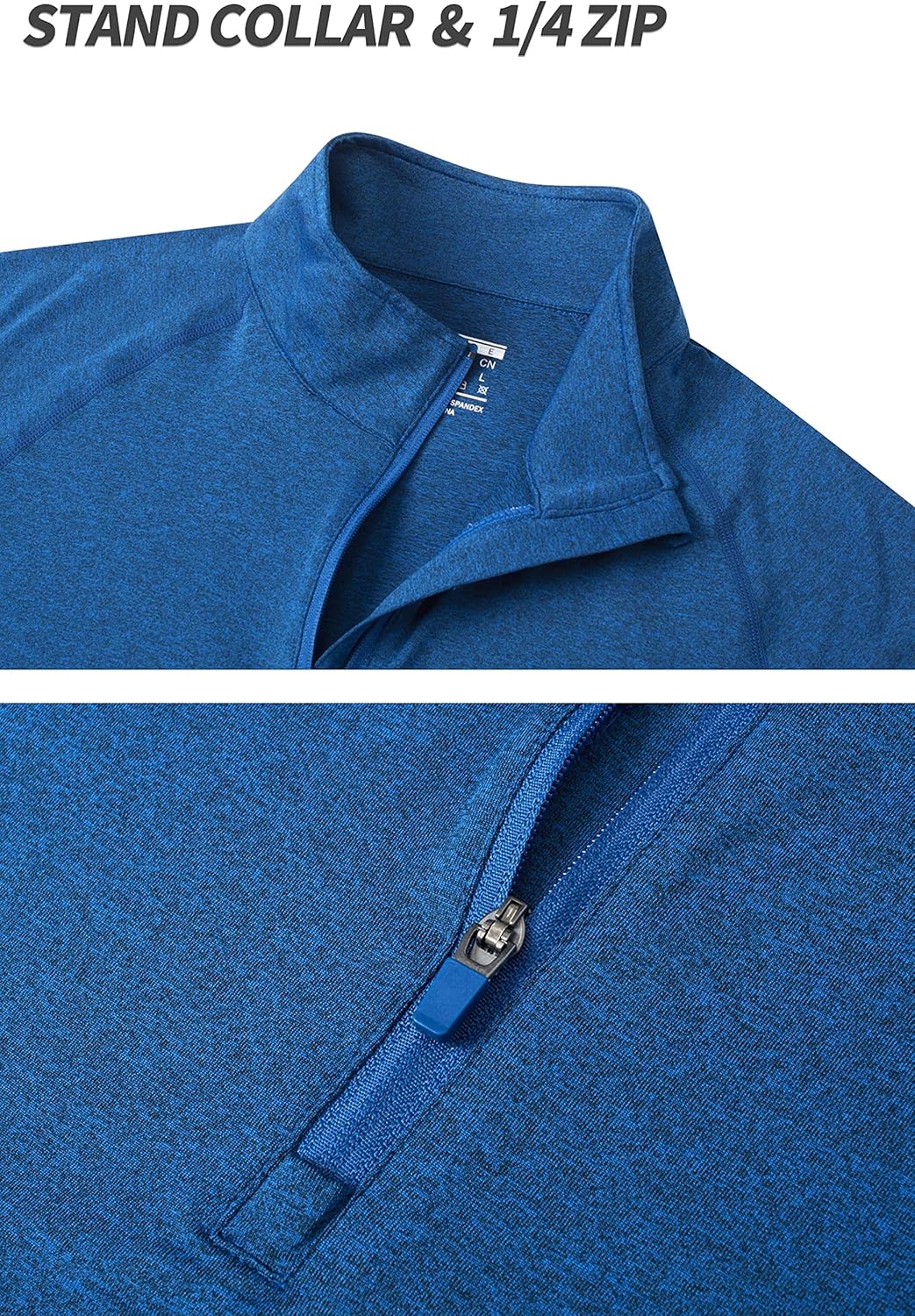Tacvasen Herren 1/4 ZIP UV-Schutz Langarm Shirts ANFORDERLICHEN GESCHÄFTEN UPF 50+ Rennen Tops mit Stand-up-Kragen – Bild 5