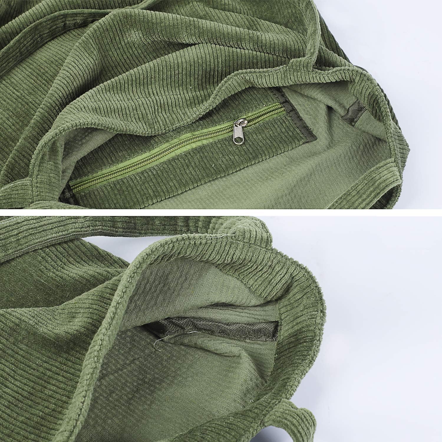 Detercycle Damen große Kapazität Cord -Umhängetasche, Retro -Handtasche für den täglichen Gebrauch, Büro, Schulausflug und Einkaufen, Armeegrün, L, – Bild 3