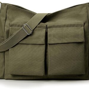 Kalidi Canvas Tote Umhängetaschen Frauen Umhängetasche Casual Messenger Crossbody Tasche Dicke Leinwand Hobo -Beutel wasserresistent für College -Arbeiten täglich Einkaufsreisen täglich