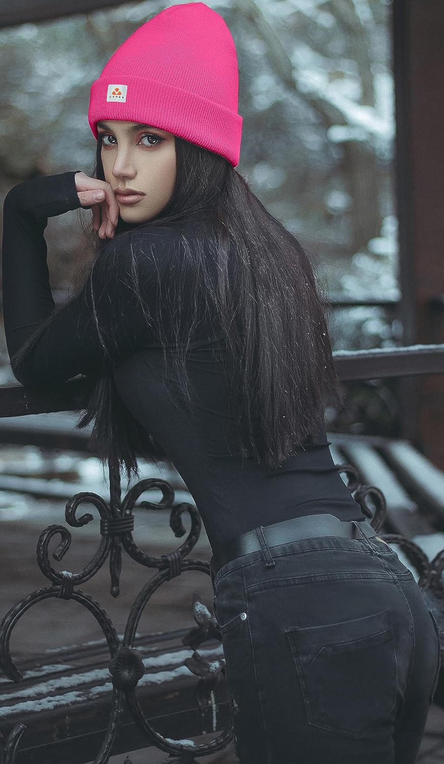 ATNKE -Strick -Mütze Hut dehnbare weiche warme tägliche Winterhüte mit Manschetten für Männer und Frauengeschenke – Bild 6