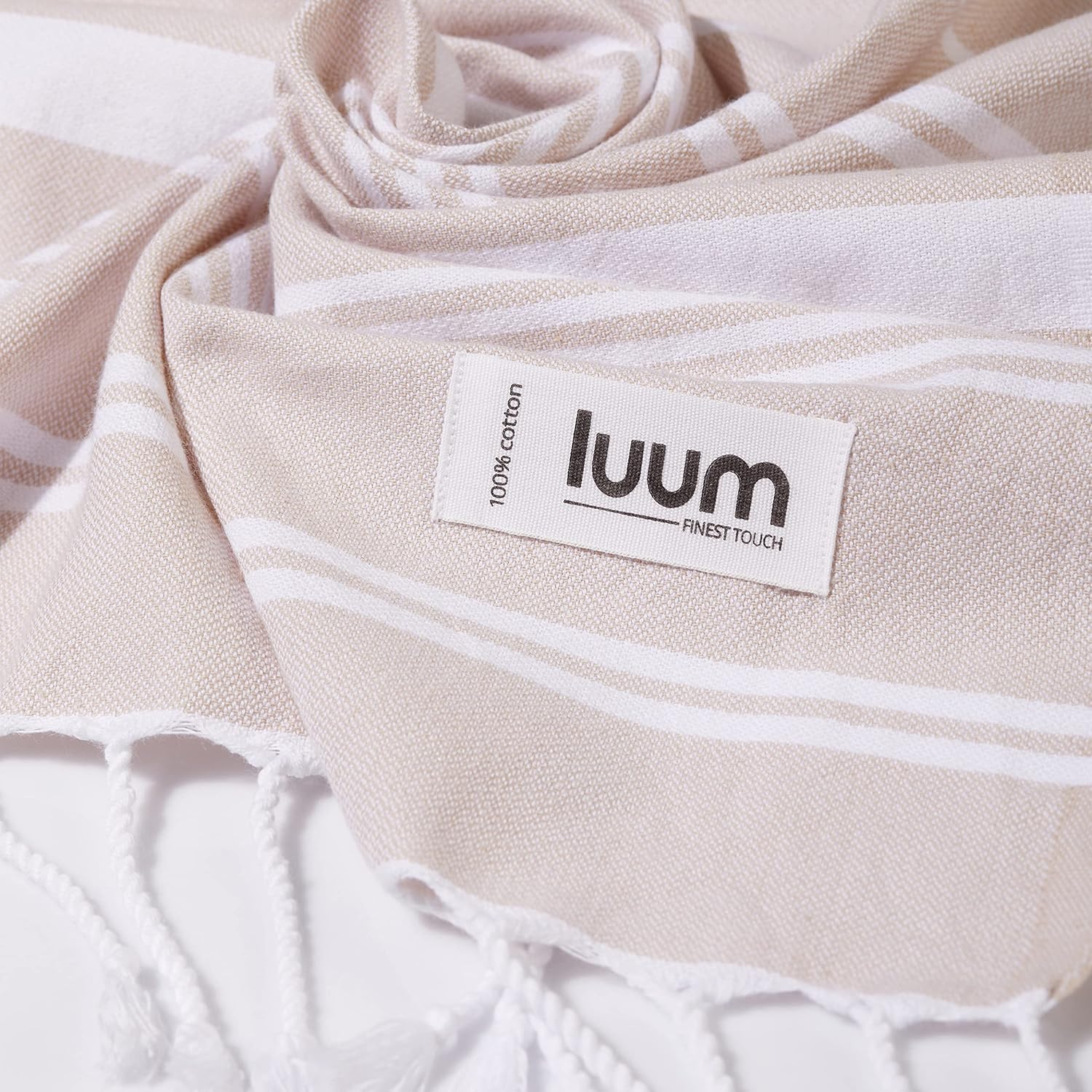 Luum®-Reisetuch, Hammamhandtuch im Freien, Strandtuch, Badetuch, Sport, Sauna Kilt, dünn, leicht, schnell trocknen, beige (besser als ein Mikrofasel-Handtuch), 95 x 160 cm – Bild 3