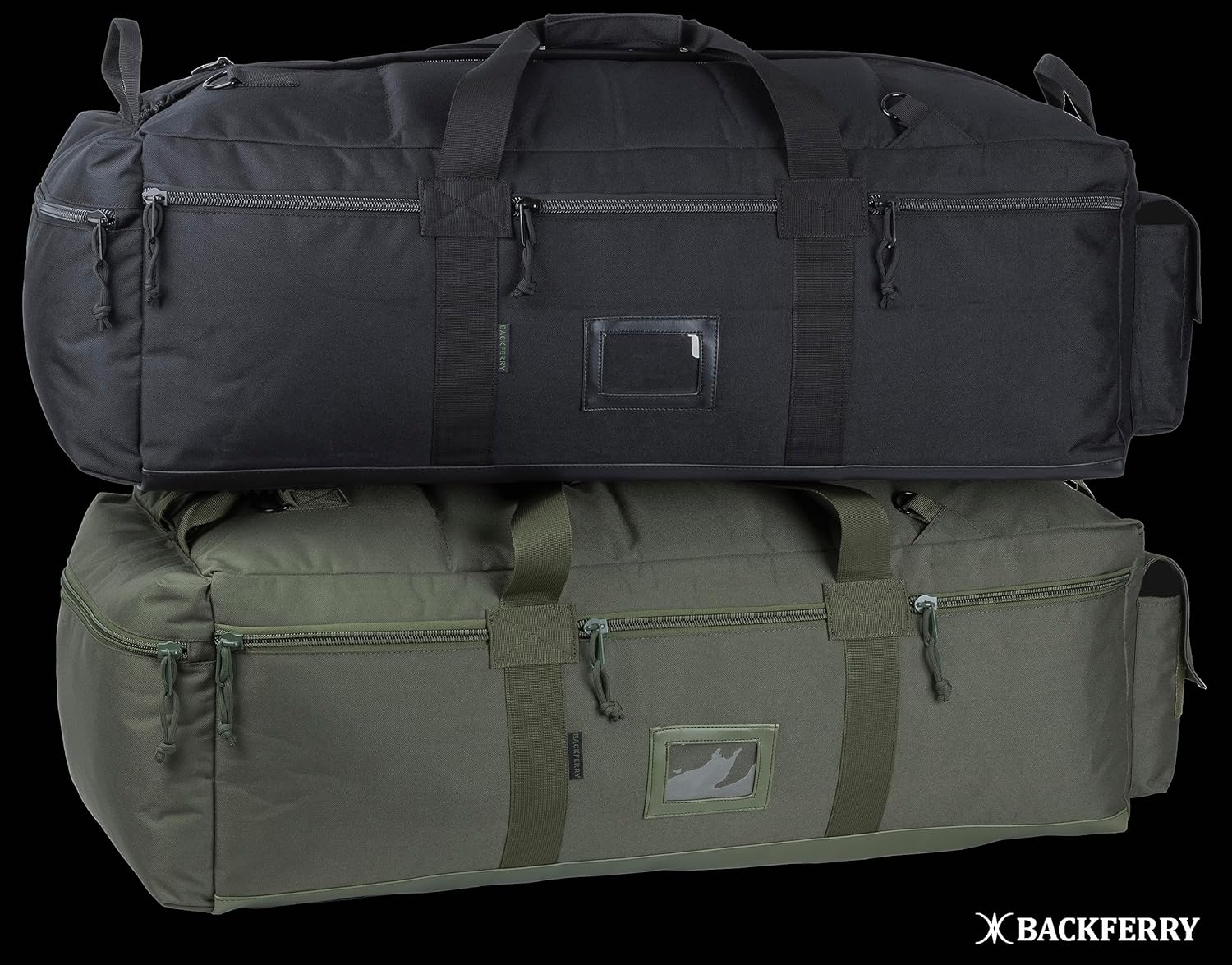 Backferry Large Military Style Tactical Gear Beutel Sporttasche Reisetasche mit abnehmbaren Rucksackgurten 80 l, Oliven-, Rückback -Style -Schultergurte – Bild 8