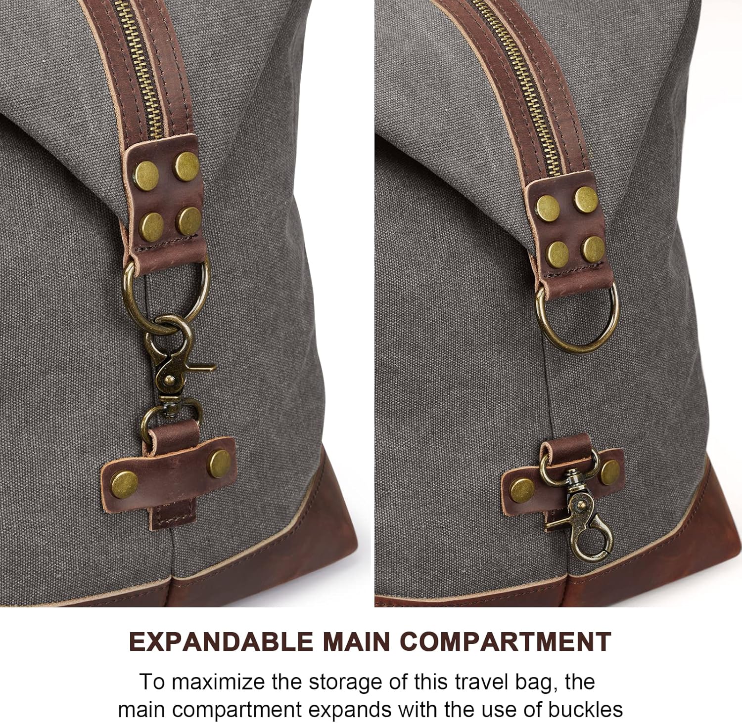 S-Zone large version vintage canvas leather unisex hand luggage travel bag, sports bag for travel on weekend, holidays, 52 litres updated. – Bild 4