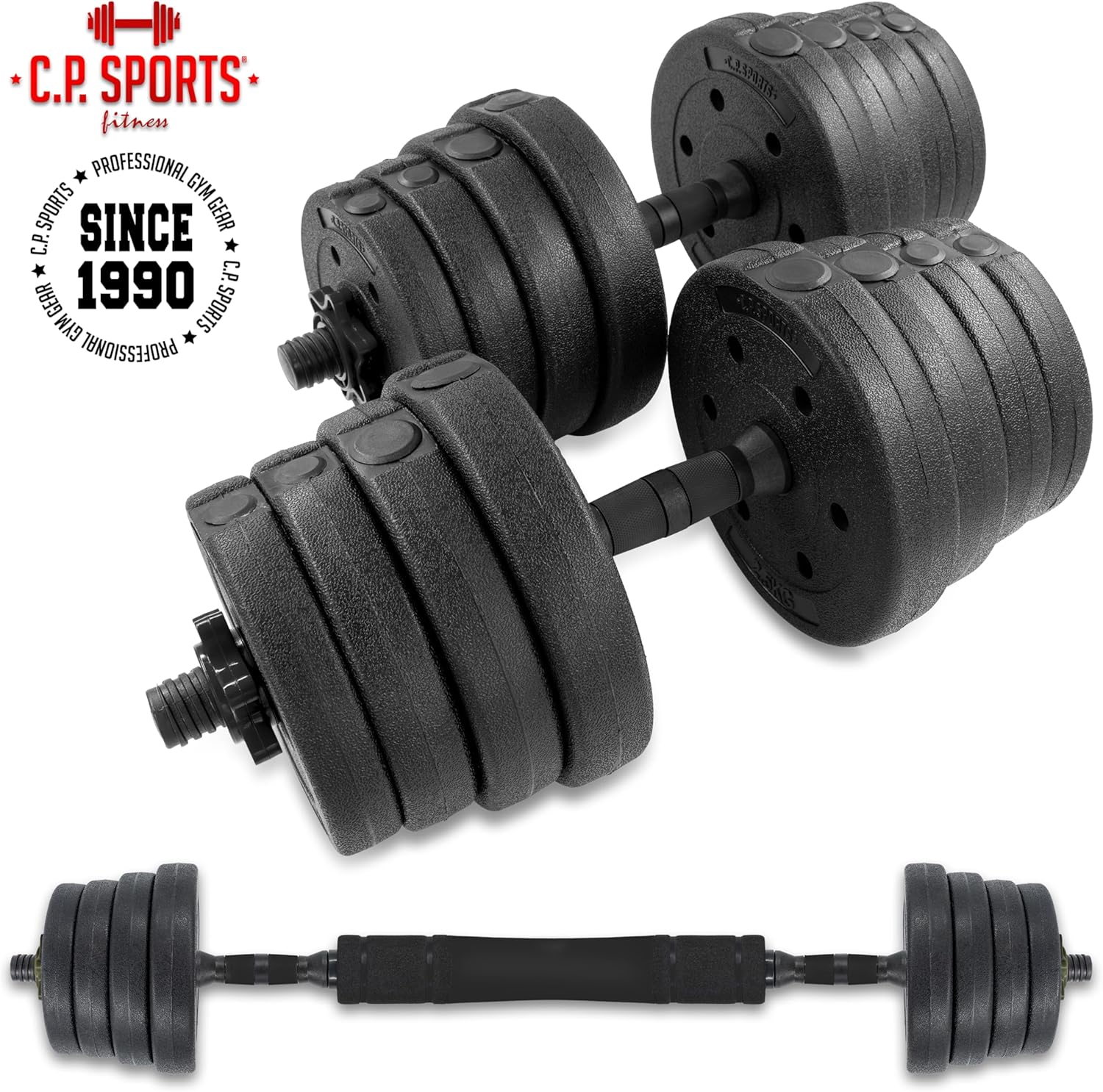 CPSSPORTS 2-in-1 Hantel & Langhantel Set 30 kg / 40 kg | Gewichtsplatten - Gewichte - Hantelbalken | Einstellbare Hanteln - Dumbbell -Set für Krafttraining, Fitness, Home -Fitnessstudio – Bild 3