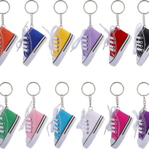 Tunejoy Keyring Mini Canvas Sneaker Schuhschlüsselringschlüsselanhänger Geburtstagsfeier Souvenir Geschenk für ein Freund und Familienpaket von 12, Multicolored
