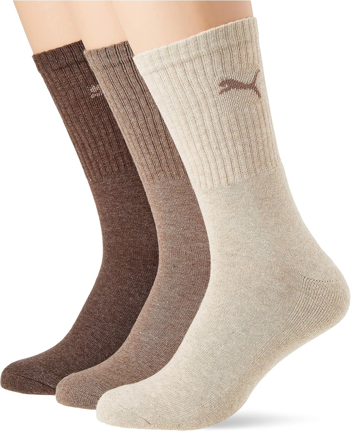 Puma Herren -Crew -Socken (6), weiß / hellbraun, 47 - 49 – Bild 3