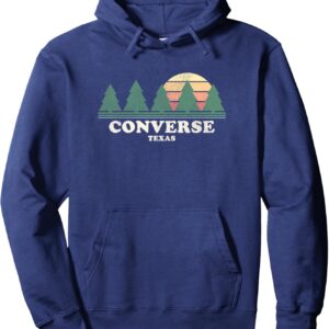 Converse TX Vintage Throwback Tee Retro 70S Design Pullover Hoodie, Blau