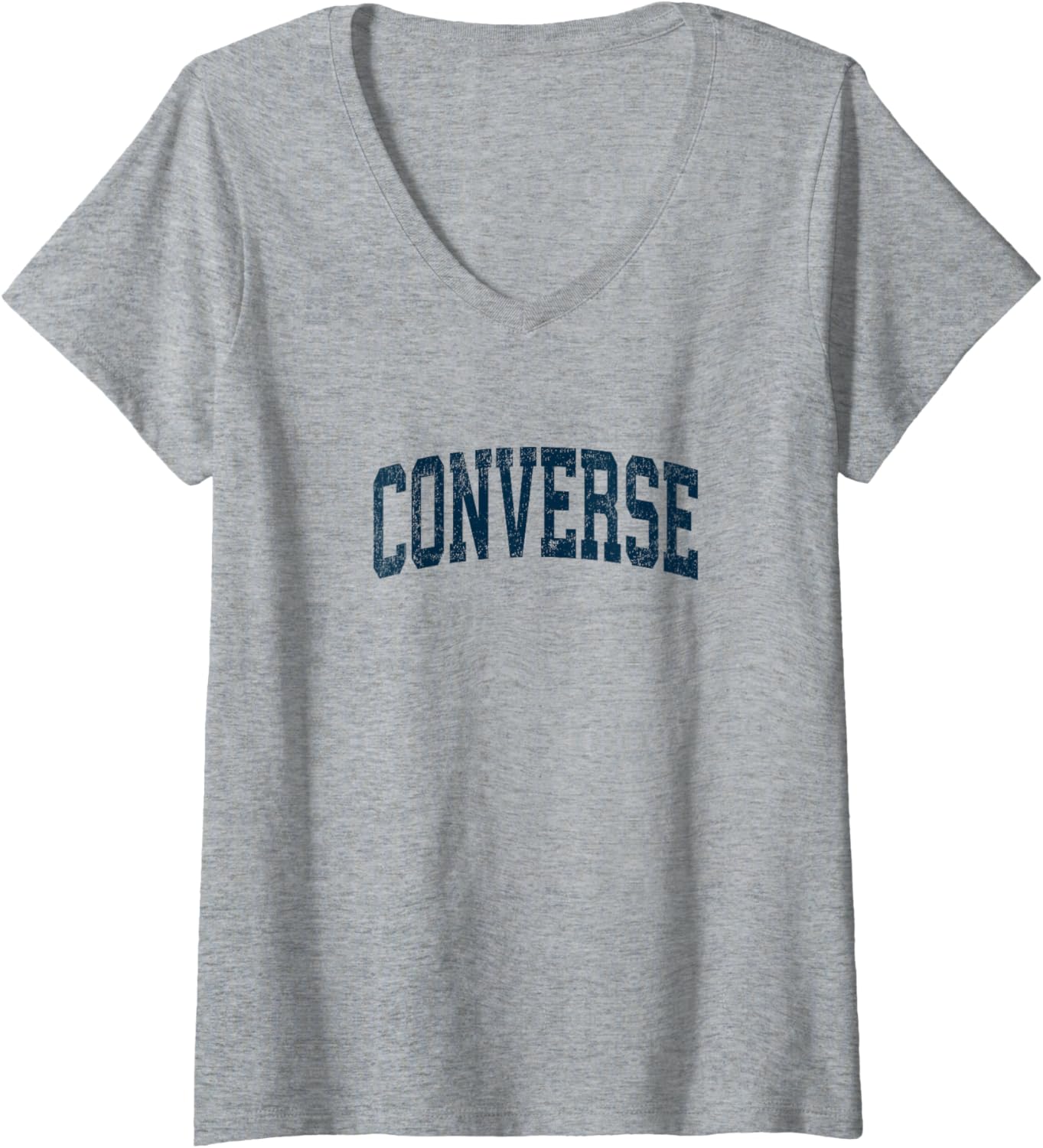Damen Converse Texas TX Sporty Vintage Navy V Hals T-Shirt, grau
