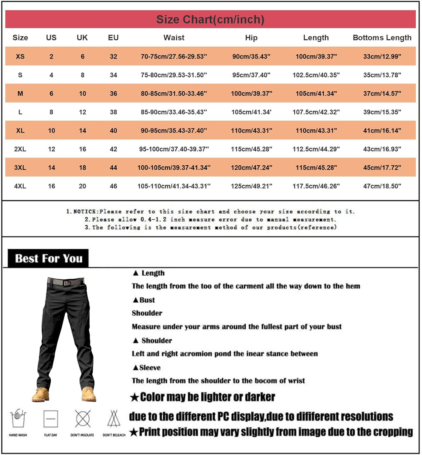 Arbeitshosen für Männer Freizeitkampf Camouflage Cargo Hosen Lose Fit Camouflage Armee Militärische taktische Arbeitshose mit mehreren Taschen im Freien Camping Wanderung XS-XXXXL – Bild 3