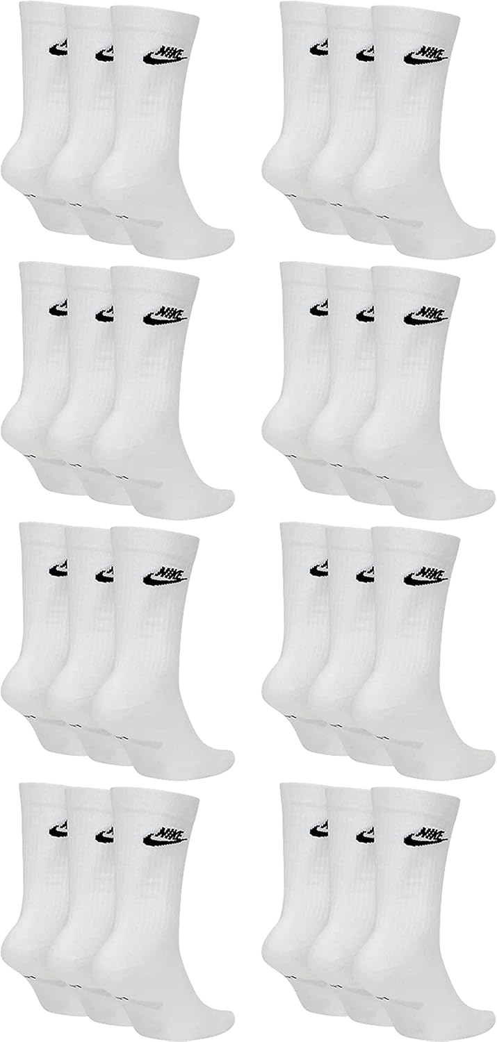 Nike DX5025-12 Paare Sportsocken - weiß/schwarz/mehrfarbig - Sportswear Everyday Essential Crew Socken 34/38/42/46/50 - Frauen, Männer, Unisex, Farbe: Weiß, Größe: 42-46, Weiß – Bild 2