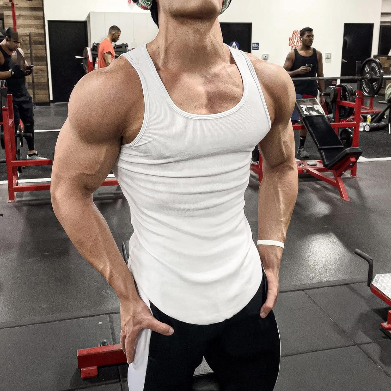 Herren-Tanktop bequemes ärmelloses atmungsaktives Hemd Fitness Achselhemd Hemd Leichtes Muskelhemd Schnelltrocknen im Fitnessstudio Ärmel und klassisches funktionales Hemd Sport Running Hemd gemütlich – Bild 2