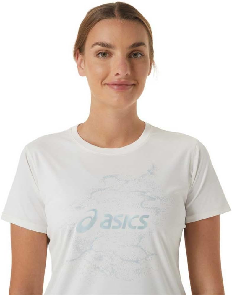 Asics Nagino Graphic Run Kurzarm Top Frauen Weiß, Weiß – Bild 4