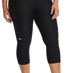 Under Armour Damen Heategar-Rüstungskabine Caprihose, hoher Tastenbund, Pocket Leggings, Schwarz (001)/Weiß, 1x, Schwarz (001)/Weiß