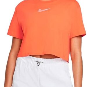 Nike W NSW Crop Tee Prnt Silver – S, Orange
