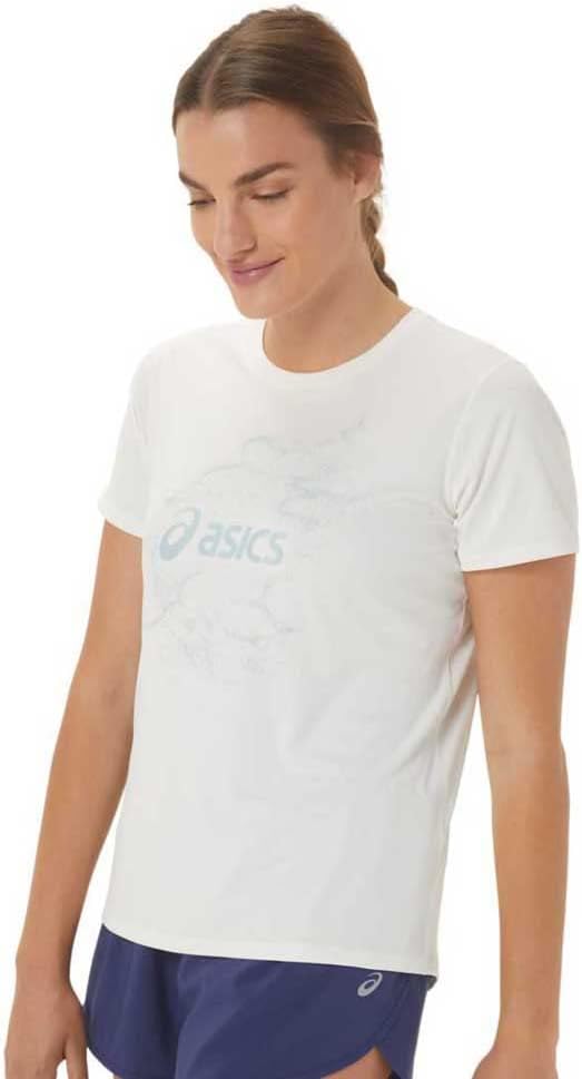 Asics Nagino Graphic Run Kurzarm Top Frauen Weiß, Weiß – Bild 3