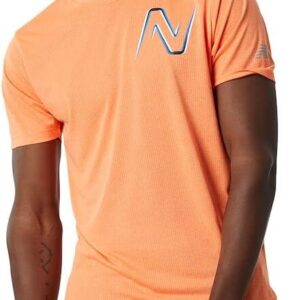 Neue Balance GR Impact Run Kurzarm Männer Orange Größe S, starke orangefarbene Heather