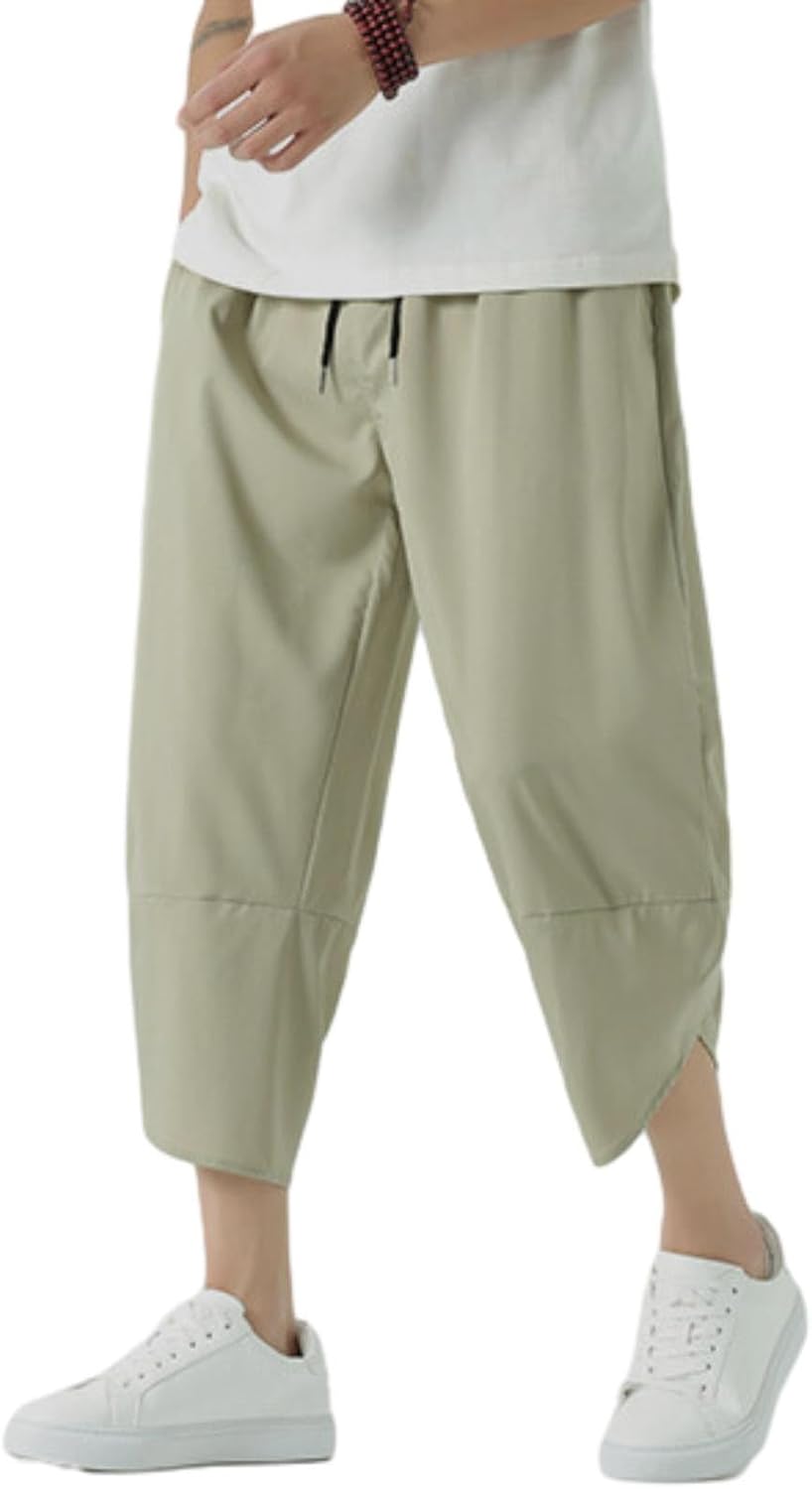 Thai-Haremshose für Herren, 3/4 unterhalb des Knies, weites Bein, Lounge-Caprihose, Hippie, lässig, tiefer Schritt, Aladin, Piratenhose, japanischer Stil, Sommer, Strand, Boho, Yogahose mit Taschen, – Bild 7