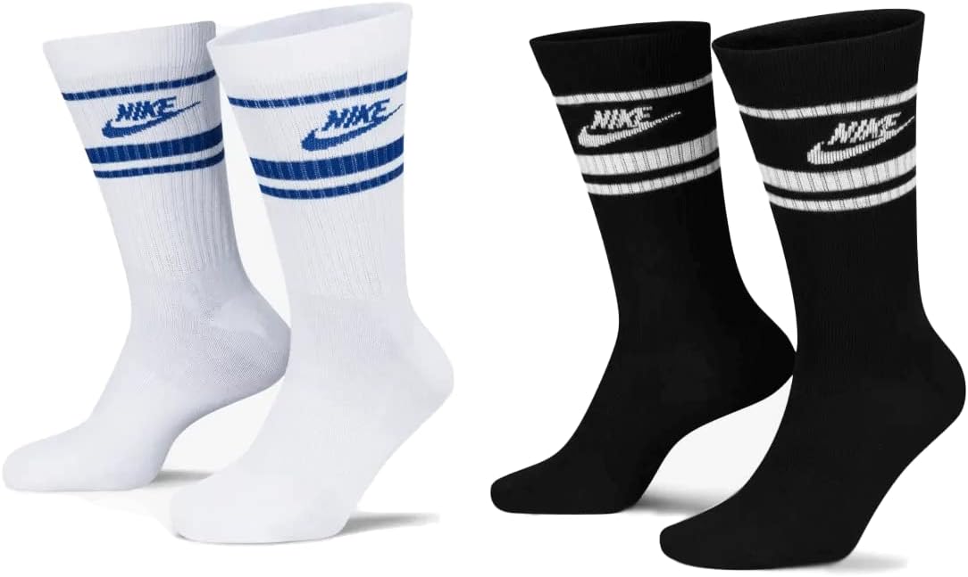 Nike 6 Paare alltägliche essentielle Tennissocken, Sportsocken, Unisex, DX5089 Prime, Farbe: Schwarz, Weiß / Weiß, Schwarz, Socken neu: 46-50, Schwarz - Weiß / Weiß - Schwarz – Bild 2