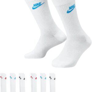Nike DX5025-6 Paar Sportsocken – Weiß/Schwarz/Multikolor – Sportswear Everyday Essential Crew Socken 34/38/42/46/50 – Frauen, Männer, Unisex, Farbe: Multicolor, Größe: 34-38, Multi -Coloured