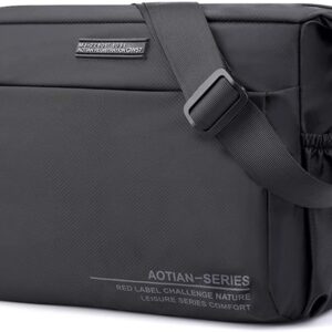 Zhongningyifeng Herren Umhängetasche Nylon Messengerbeutel wasserdichtes leichtes Gewicht für Reisearbeiten im Freien, schwarz, schwarz