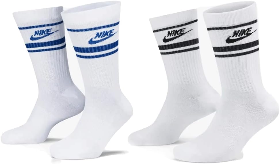 Nike 6 Paare alltägliche essentielle Tennissocken, Sportsocken, Unisex, DX5089 Prime, Farbe: Schwarz, Weiß / Weiß, Schwarz, Socken neu: 46-50, Schwarz - Weiß / Weiß - Schwarz – Bild 3
