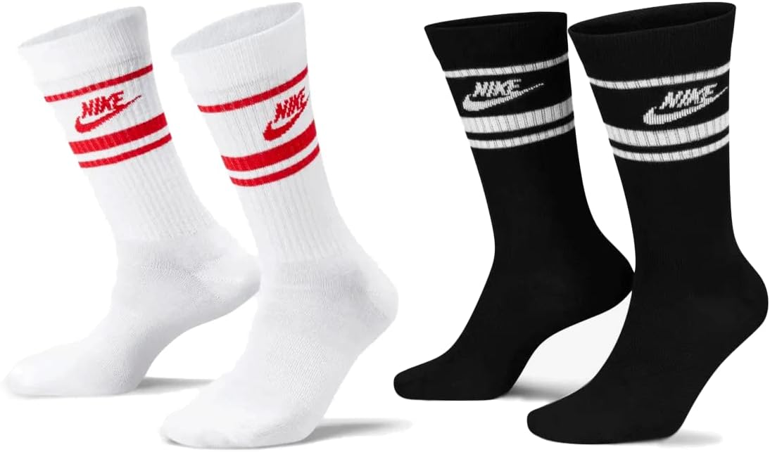 Nike 6 Paare alltägliche essentielle Tennissocken, Sportsocken, Unisex, DX5089 Prime, Farbe: Schwarz, Weiß / Weiß, Schwarz, Socken neu: 46-50, Schwarz - Weiß / Weiß - Schwarz – Bild 5