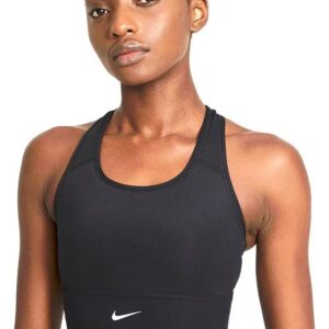 Nike Women’s DF Swsh Long Sports BH, Schwarz/Weiß, XL EU