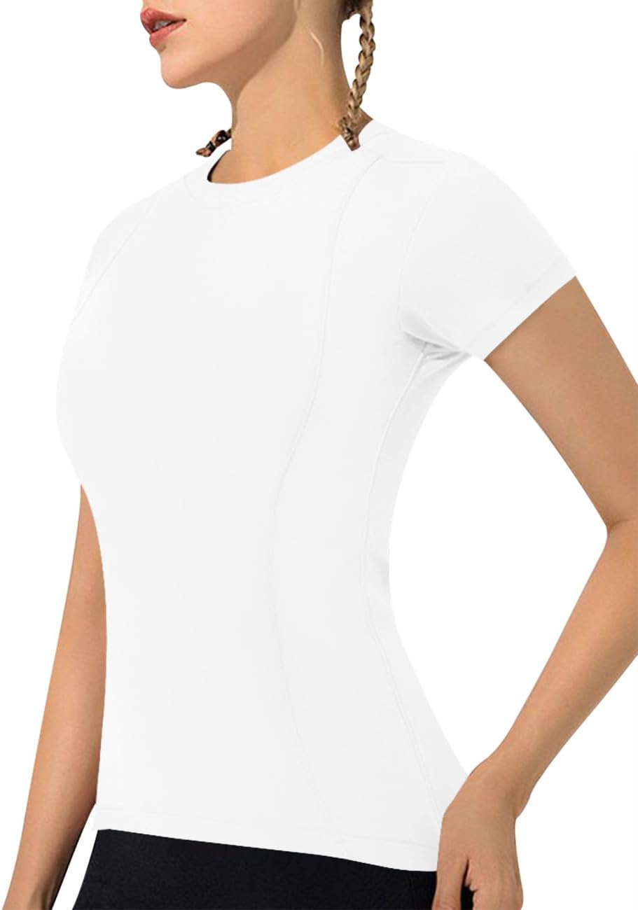 IECCP-Frauensport-T-Shirt, Kurzärmler-Hemd, Trainingspops, Crew-Hals, atmungsaktives, sportliches Sporthemd, Laufen, Fitnessstudio, Yoga-Top, Fitness-Top, XS-XL – Bild 6