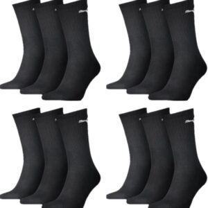 Puma Unisex Crew Socken Sportsocken mit Terry Einzelpackung von 12 Black 200-43/46, Schwarz, schwarz