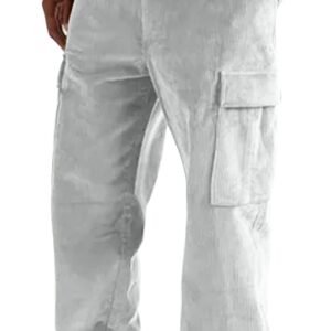Cord-Arbeit Hose Männer Straight Bein Frachttaschen Elastische Taille Brachzug Casual Athletic Vintage regelmäßig Fit Sport Arbeit Solid Farbe Jogging Hosen Teen M-3xl