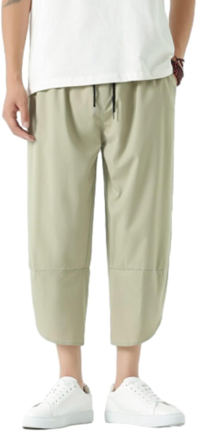 Thai-Haremshose für Herren, 3/4 unterhalb des Knies, weites Bein, Lounge-Caprihose, Hippie, lässig, tiefer Schritt, Aladin, Piratenhose, japanischer Stil, Sommer, Strand, Boho, Yogahose mit Taschen, – Bild 2