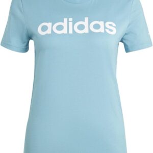 Adidas Women’s T-Shirt (Kurzarm) W Lin T, Preloved Blue/White, IC0629, XS