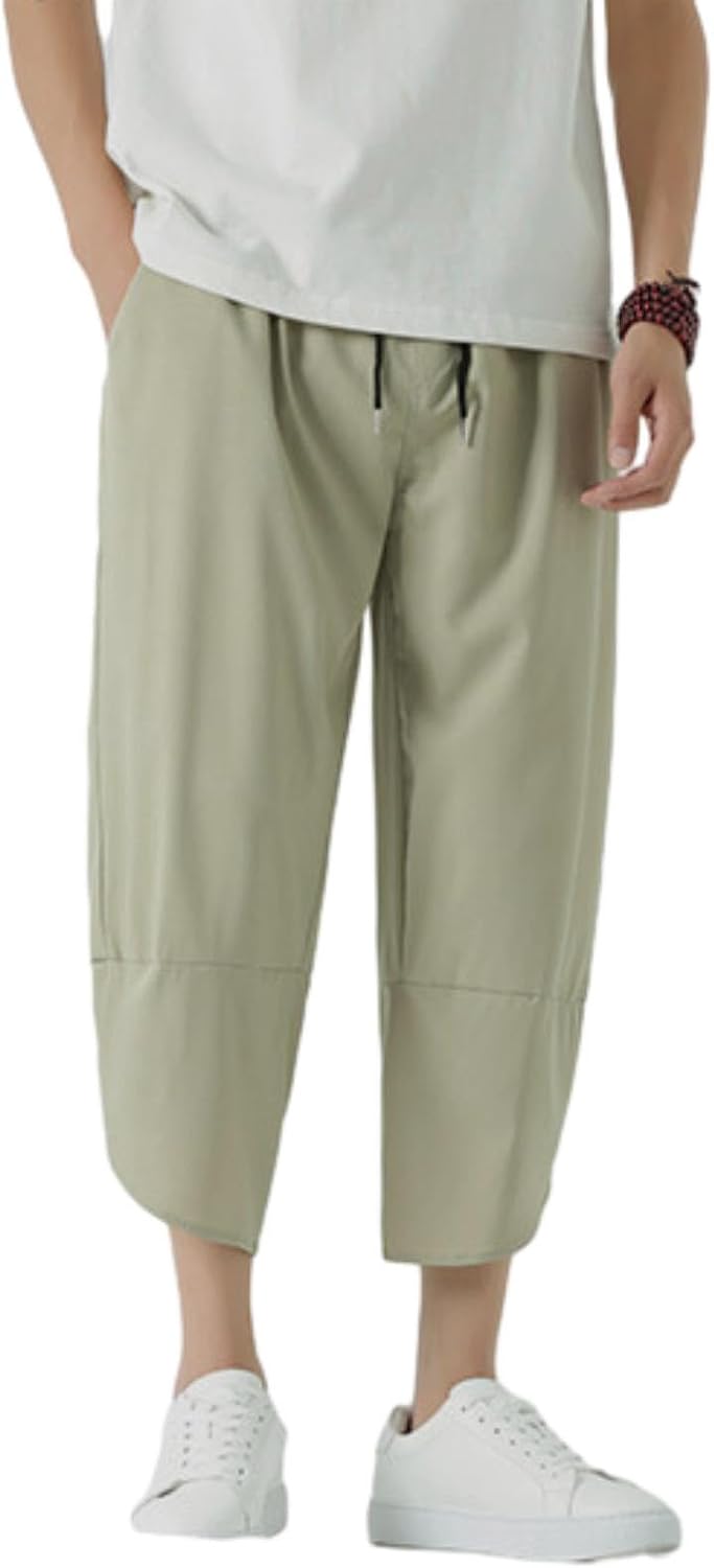 Thai-Haremshose für Herren, 3/4 unterhalb des Knies, weites Bein, Lounge-Caprihose, Hippie, lässig, tiefer Schritt, Aladin, Piratenhose, japanischer Stil, Sommer, Strand, Boho, Yogahose mit Taschen, – Bild 6