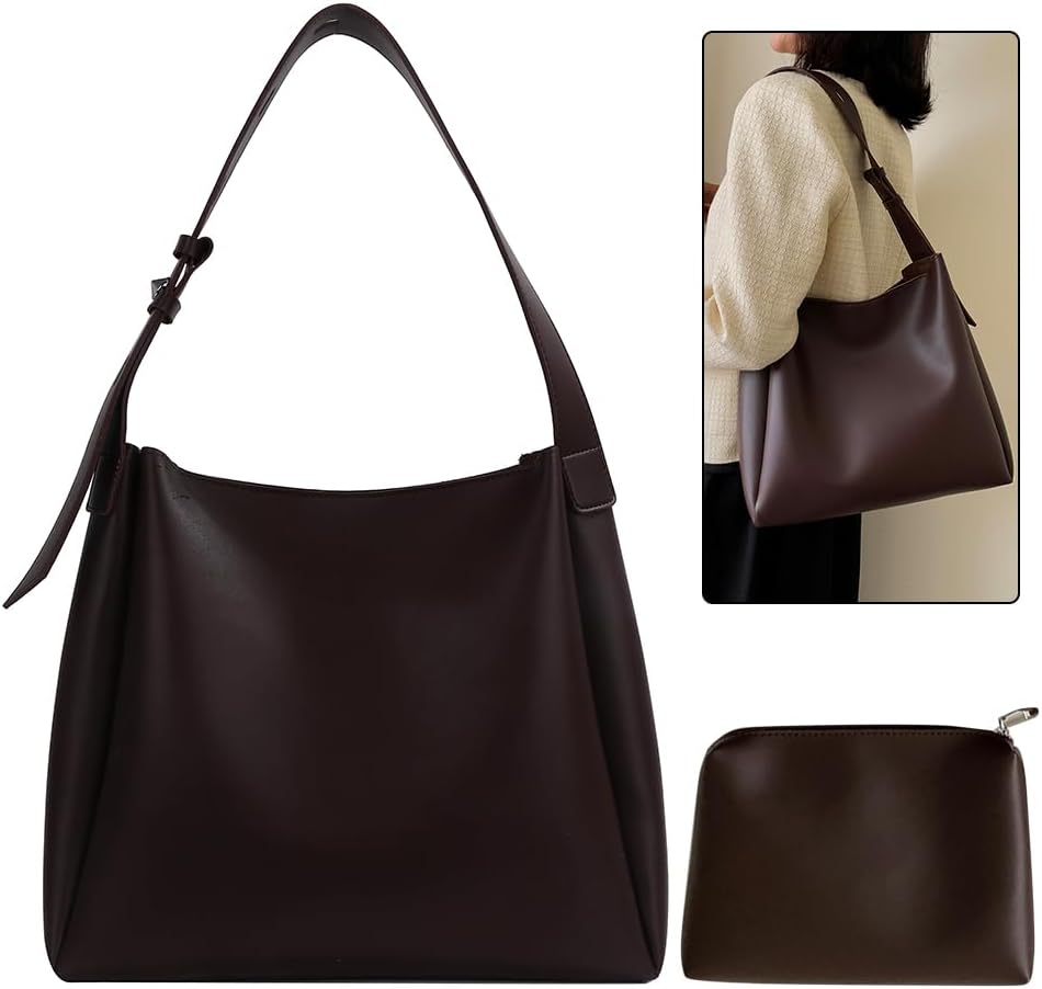 Frauen PU Handtasche Geldbörse großer Kapazität Retro Crossbody Tasche Vielseitige Crossbody -Tasche und Geldbörse Set -Einkaufstasche und Clutch Set Herbst Wintertasche, Kaffee – Bild 2