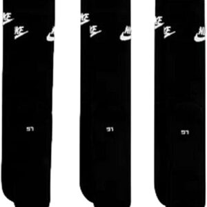 Nike DX5025-9 Paare von Sportsocken – Weiß/Schwarz/mehrfarbig – Sportswear Everyday Essential Crew Socken 34/38/42/46/50 – Frauen, Männer, Unisex, Farbe: Schwarz/Schwarz: 46-50, Schwarz/Schwarz/Schwarz