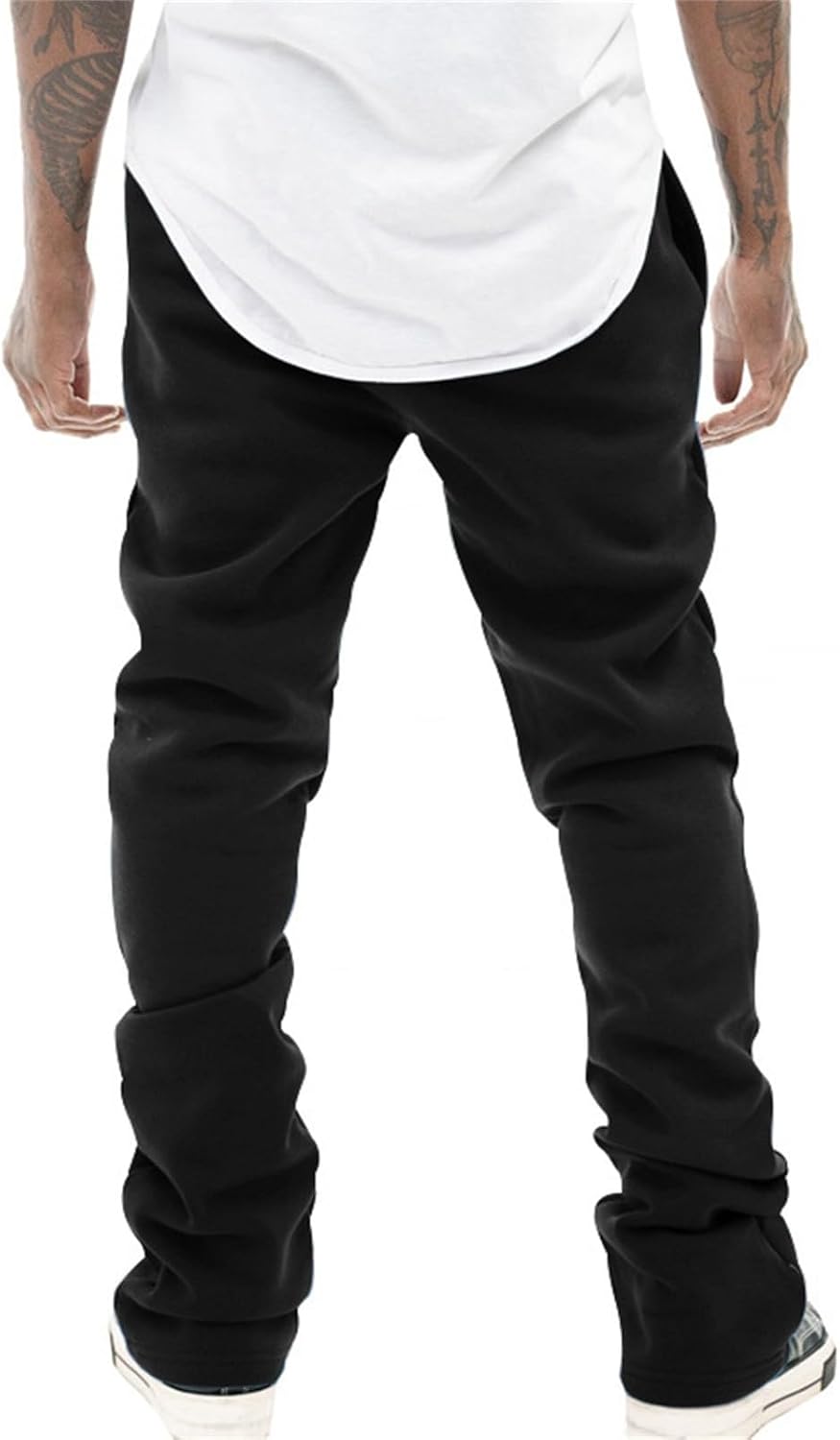 Solid Vintage Hosen Männer Jogging Hosen Casual Hosen Klassiker offener Saum Jogging Hosen breites Bein Jogger Wanderhosen Training hoher Taille Yogamhosen mit Taschen – Bild 6