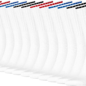 Puma Sports Socken Tennis Socken Crew Socken Streifen Tennis Socken Unisex 6 Paare Farbe: Weiße Socken und Strümpfe: 43-46, Weiß